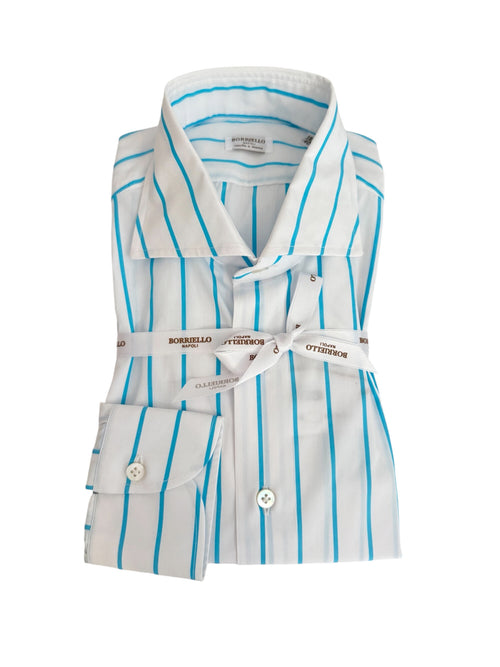 Borriello camicia a righe da uomo celeste