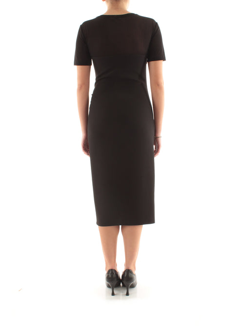 Patrizia Pepe abito midi in twill con arriccio da donna nero