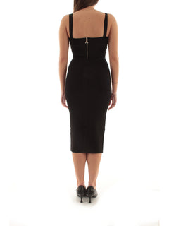Patrizia Pepe abito midi in twill aderente in maglia jacquard da donna nero