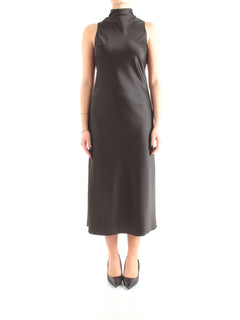 Patrizia Pepe abito midi fluido in raso da donna nero