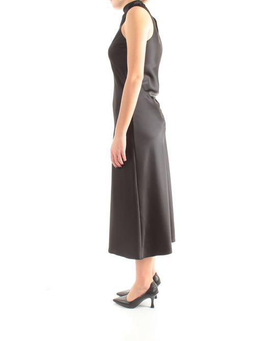 Patrizia Pepe abito midi fluido in raso da donna nero