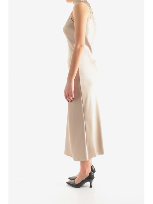 Patrizia Pepe abito midi fluido in raso da donna cloud gray