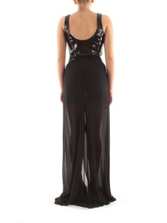 Patrizia Pepe abito lungo bustier con paillettes da donna nero
