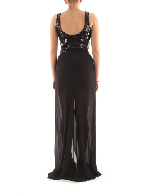 Patrizia Pepe abito lungo bustier con paillettes da donna nero