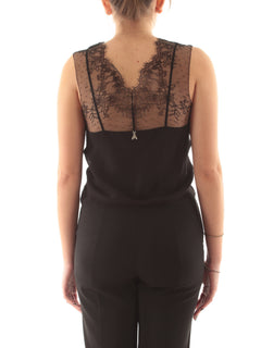Patrizia pepe top con dettagli in pizzo da donna nero