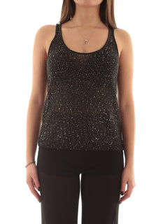 Patrizia pepe canotta in maglia con paillettes da donna black sequins
