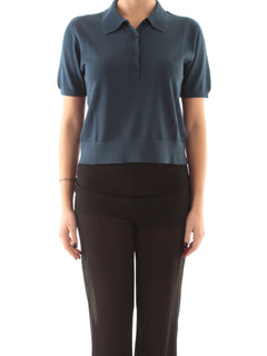 Patrizia pepe polo in maglia leggera da donna silver lagoon blue