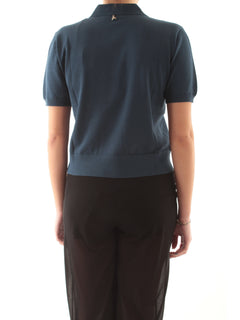 Patrizia pepe polo in maglia leggera da donna silver lagoon blue