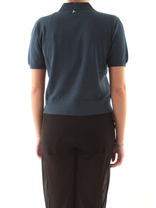 Patrizia pepe polo in maglia leggera da donna silver lagoon blue