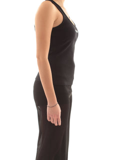 Patrizia pepe top a costine in cotone da donna nero