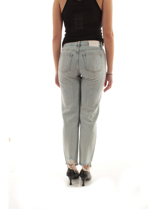 Patrizia Pepe jeans a sigaretta con strass light blue