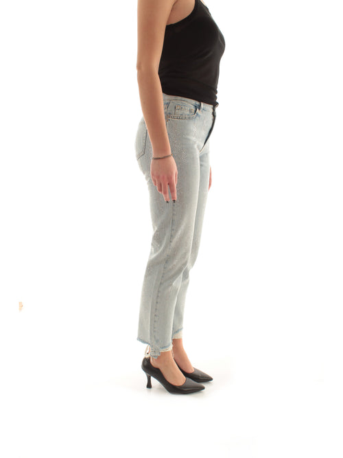Patrizia Pepe jeans a sigaretta con strass light blue