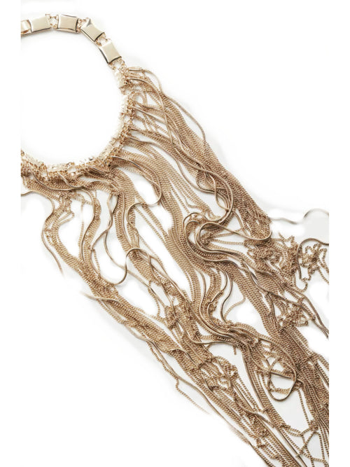 Patrizia pepe choker metal fringes da donna shiny gold