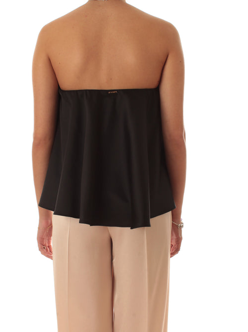 Twinset top bustier in raso nero da donna