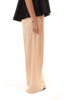Twinset pantaloni ampi in raso beige parchment da donna