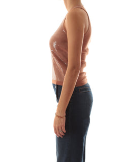 Twinset top in paillettes da donna mocha mousse
