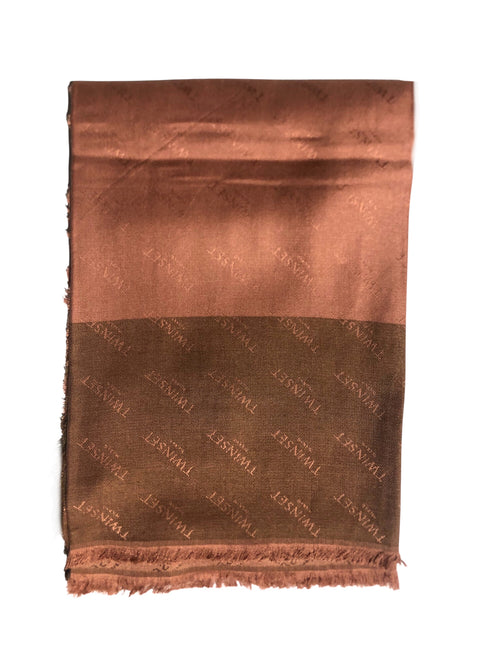 Twinset sciarpa con logo jacquard da donna mocha mousse