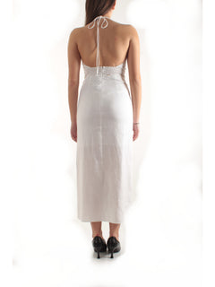 Twinset abito in lino da donna bianco ottico