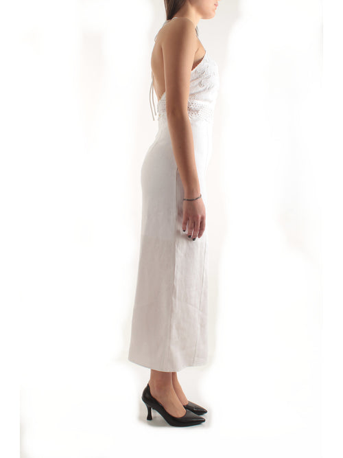 Twinset abito in lino da donna bianco ottico