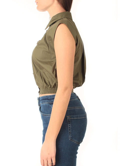 Twinset camicia crop da donna verde alpino