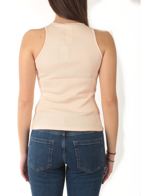 Twinset top a costine con logo da donna pearl rose