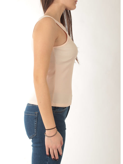 Twinset top a costine con logo da donna pearl rose