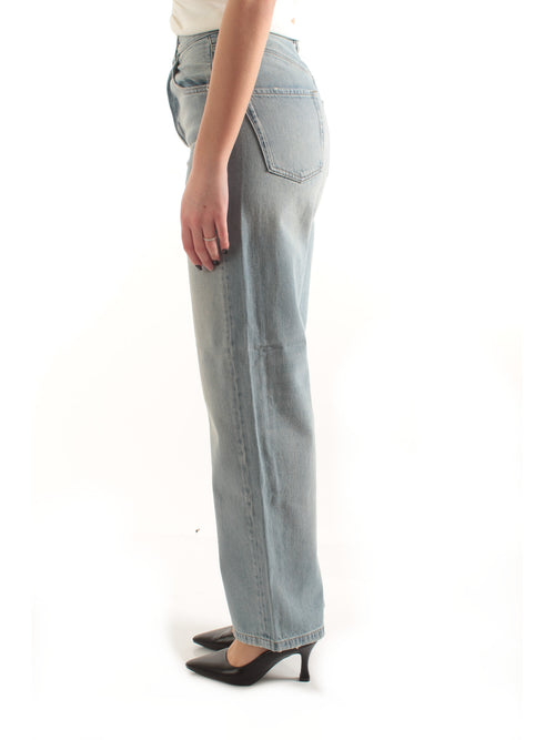 Twinset jeans carrot fit cinque tasche da donna denim chiaro