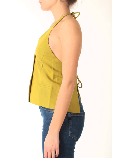 Twinset gilet halter in misto lino da donna avocado oil