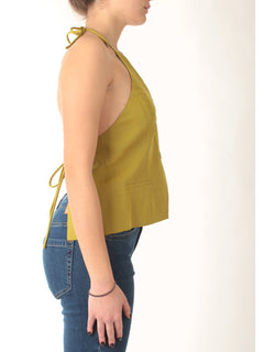Twinset gilet halter in misto lino da donna avocado oil