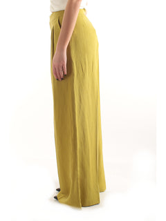Twinset pantaloni ampi in misto lino da donna avocado oil