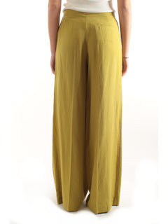 Twinset pantaloni ampi in misto lino da donna avocado oil