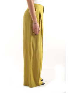 Twinset pantaloni ampi in misto lino da donna avocado oil