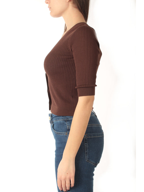 Twinset cardigan in cotone e seta da donna coffee liqueur