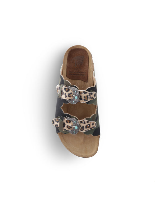 TAJI Sandalo buckle wave jacket da donna camouflage/ cavallino leopardo