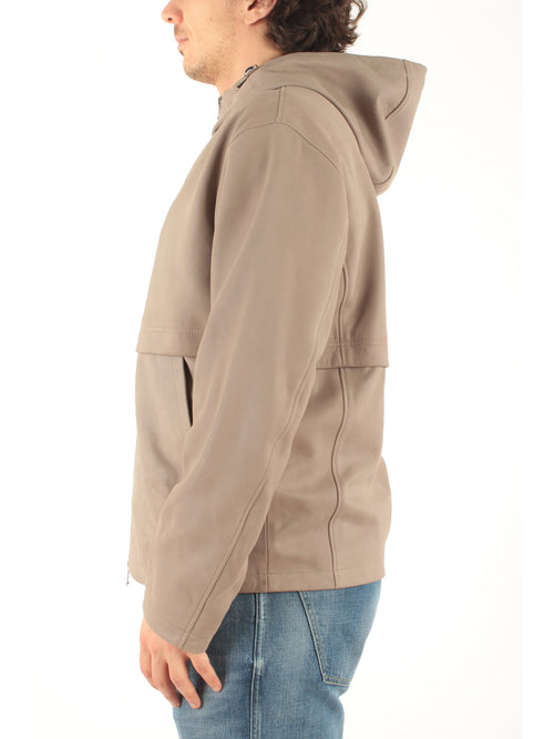 Tagliatore giubbotto in pelle da uomo taupe