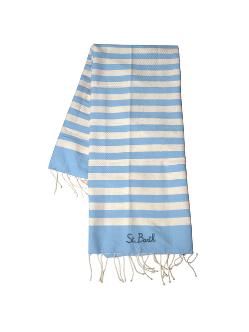 MC2 Saint barth Telo mare in cotone da uomo bianco/celeste