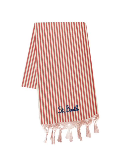 MC2 Saint barth Telo mare in cotone da uomo rosso/bianco