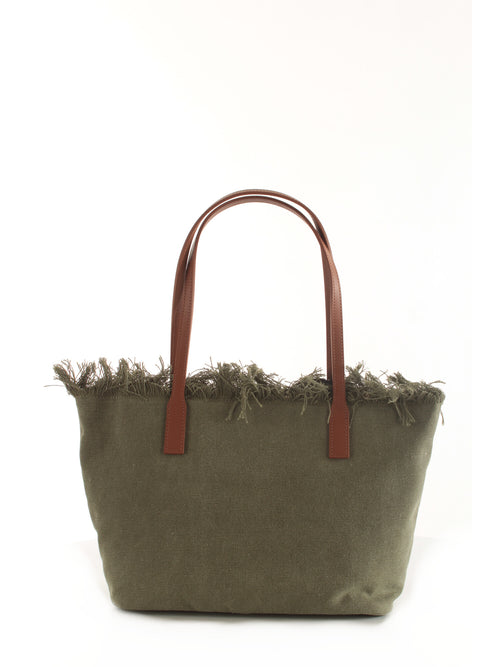 MC2 Saint Barth Borsa city medium in canvas da donna verde militare