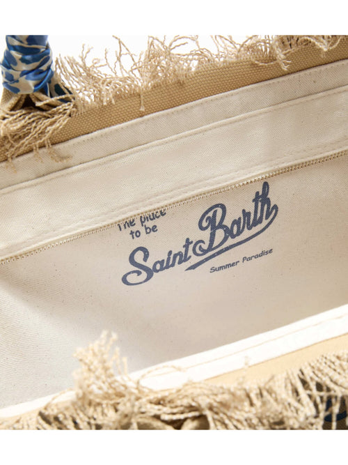 MC2 Saint barth borsa vanity regular in canvas con twill da donna fango/blu