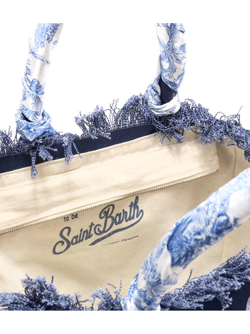 MC2 Saint barth borsa vanity regular in canvas con twill da donna blu