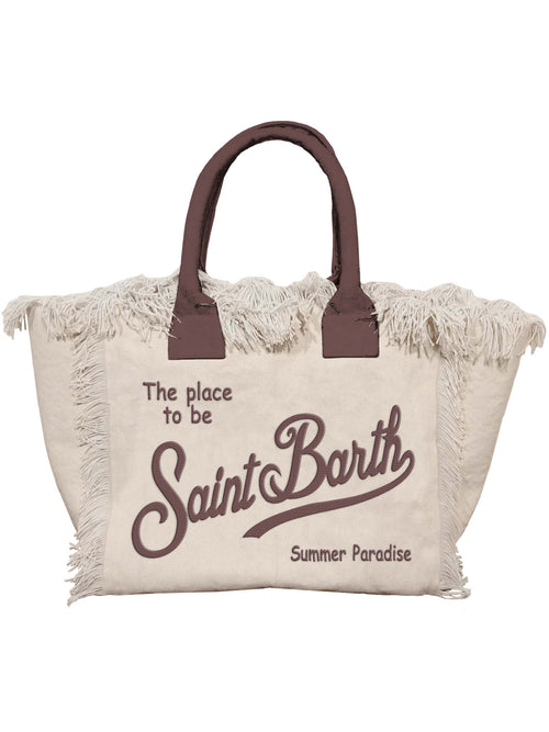 MC2 Saint barth borsa Vanity in canvas da donna panna/marrone