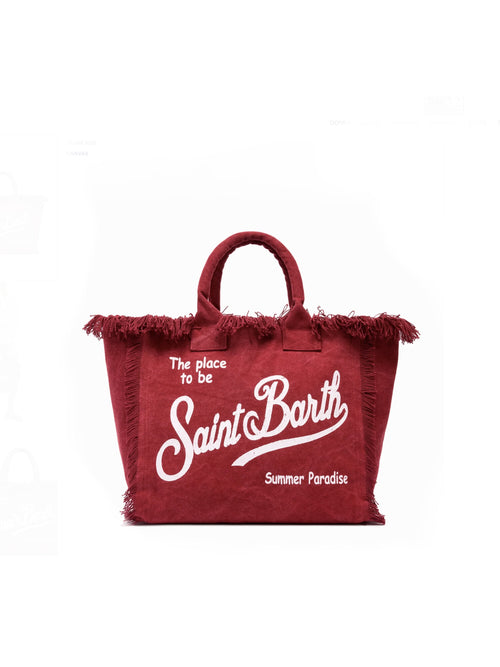 MC2 Saint barth borsa a mano vanity medium in canvas da donna bordeaux