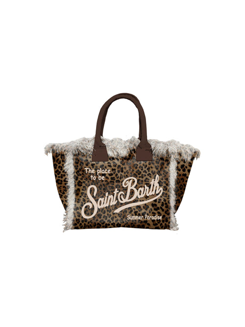 MC2 Saint barth borsa a mano vanity mini in canvas da donna leopard