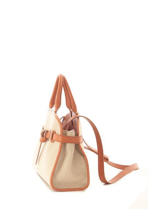 Coccinelle sabine large borsa in canvas natural crab