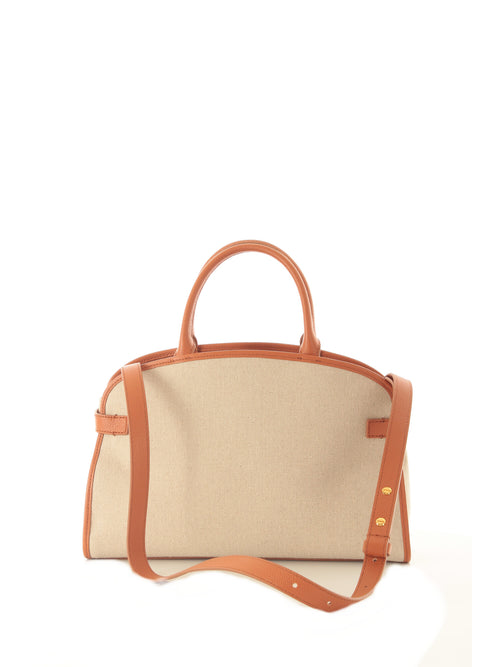 Coccinelle sabine large borsa in canvas natural crab