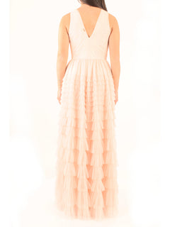 Twinset abito lungo in tulle plissè da donna rosa