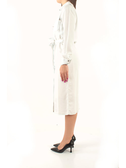 Patrizia Pepe Abito chemisier lungo in denim leggero da donna super bleach tencel