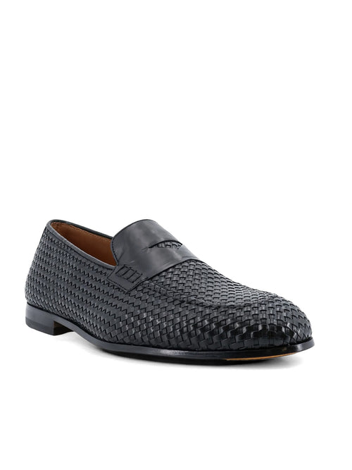 Doucal's mocassino in pelle intrecciata da uomo blu