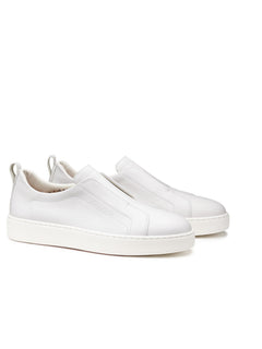 Santoni Sneaker slip-on in pelle da uomo bianca