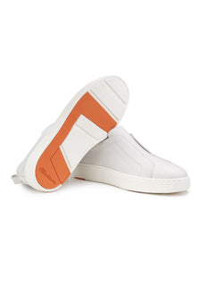 Santoni Sneaker slip-on in pelle da uomo bianca